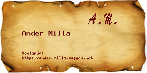 Ander Milla névjegykártya