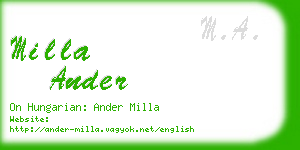 milla ander business card